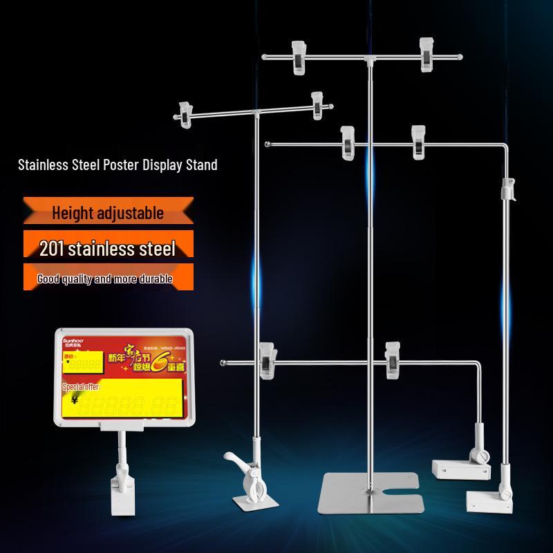 Supermarket Product Poster Display Stand with Clip for Desktop Signage