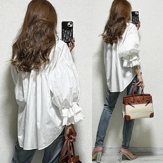 Frühlings- & Herbstspitze gespleißtes Slim-Träger-Design Lockeres Sonnenschutz-Langarm-Damenhemd