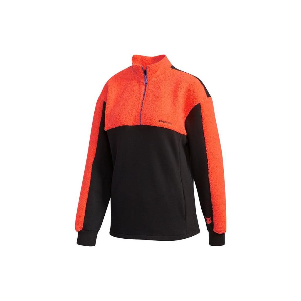 Adidas Color Block Embroidered Logo Mock Neck Pullover Long Sleeve American Sweatshirt Women sweatshirt FU3919