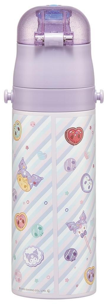 Skater Water Direct Sanrio Kuromi Fancy Snacks Stainless Sports Water Children's Bottle, 470ml, Drinking, & Weets, Girls', Insulated, Steel,