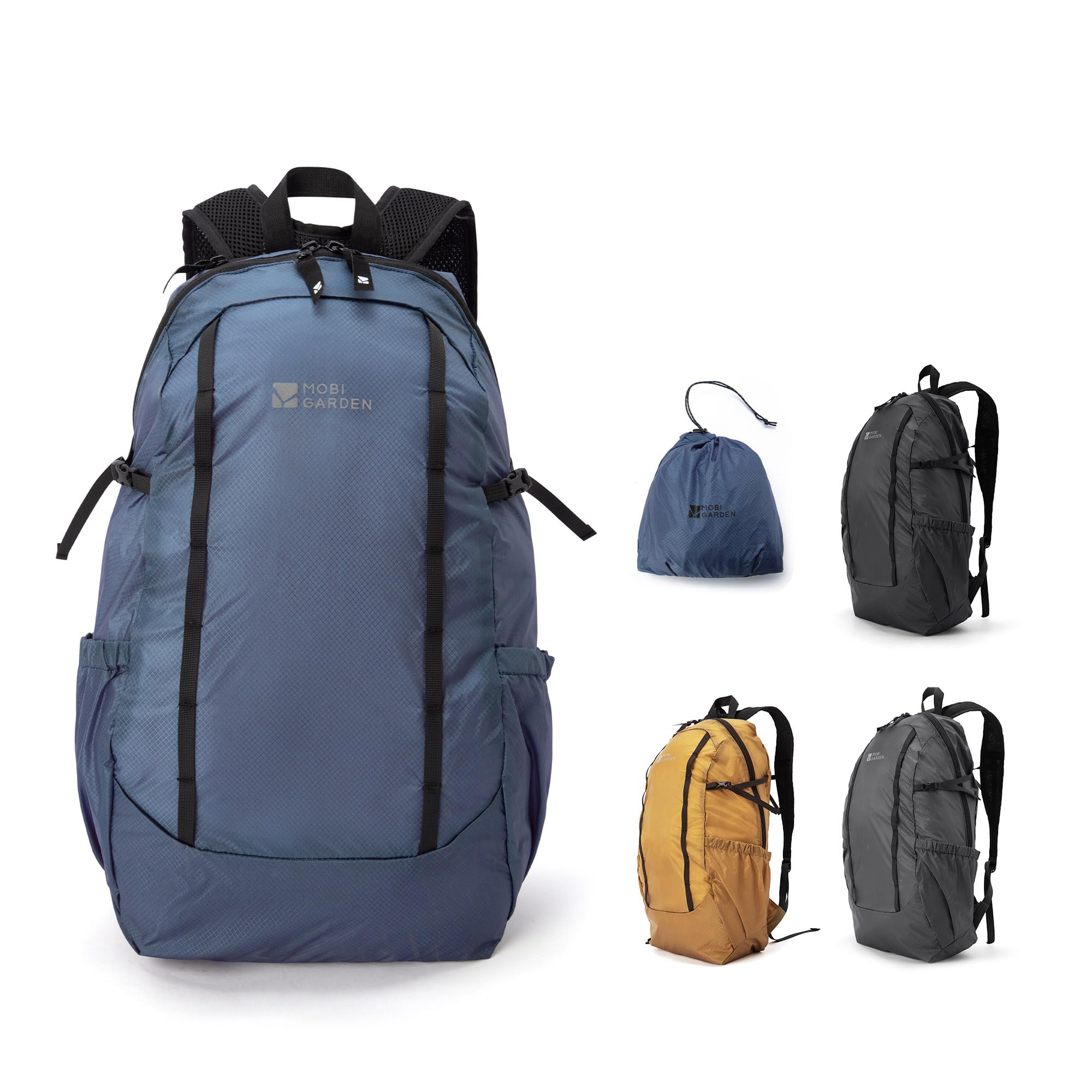 [MOBI GARDEN] Foldable Backpack, Ultralight 169g, 20L, Outdoor Backpack with Chest Strap, Water-Repellent, Compact, Built-in Storage Bag, for Hiking,