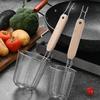 Stainless Steel Wooden Handle Frying Pot Vegetable Dryer Restaurant Sink Colander Dumpling Net Basket Metal