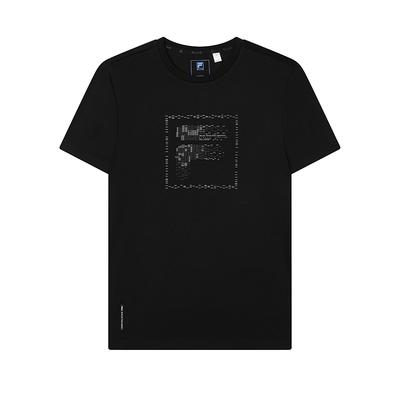 Simple Logo Print Casual Versatile Short Sleeve T-Shirt Men Tops Black F11M432108FBK