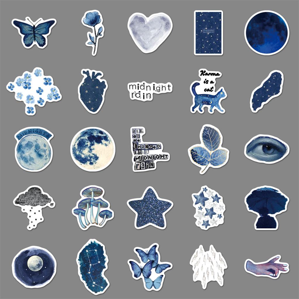 50 Regen Nacht Graffiti Aufkleber Kreatives Aquarell Wind Nacht Frisch Dekorativ Notizbuch Koffer Guka Aufkleber
