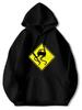 Caution Snake Crossing Hoodie - Black & Yellow Warning Sign Sweatshirt with Snake Icon All-Season Cozy Pullover for Outdoor Advent