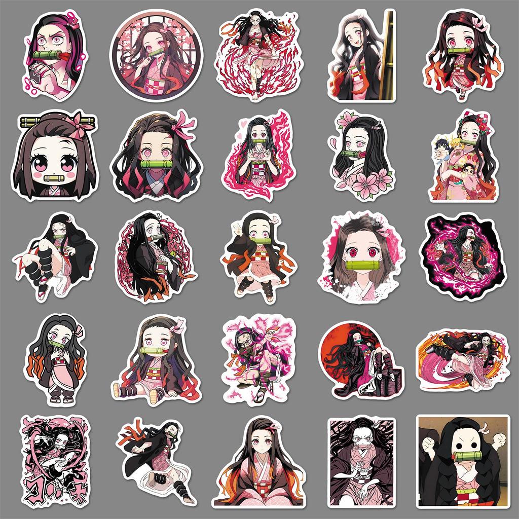 50 Nezuko Cartoon Stickers - Demon Slayer Anime Decorations for Phone Cases & Water Cups