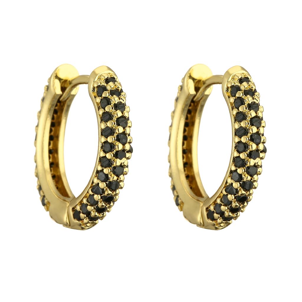 18K Gold Plated Brass Huggie Earrings with CZ Zircon Thin Ear Hoops Earring for Women Round Colorful Earring Piercing