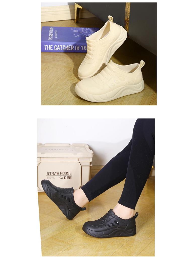 Αδιάβροχες Μπότες Βροχής Γυναικείες Αντιολισθητικές με Κρυφό Τακούνι - Ιαπωνικό & Κορεατικό Στυλ, Ελαφριές, Ύψος Αστραγάλου, για Όλες τις Εποχές