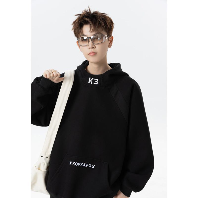 2025 Spring/Autumn Men's Embroidered Hooded Sweatshirt: Loose, Lazy Style Jacket