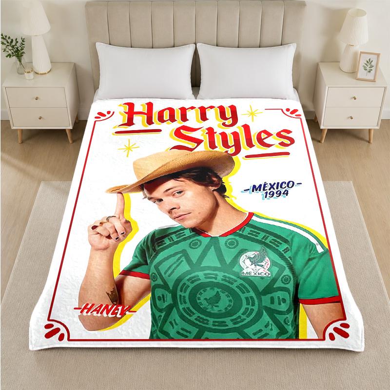 Coperta in Flanella con Stampa di Harry Styles Morbida Calda Coperta in Peluche per Letto Divano Divano Uso Domestico Interno