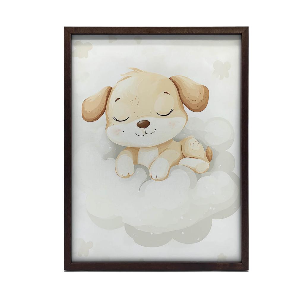 Poster Cute Dog On a Cloud Poster Cute Dog On a Cloud, 50X70 Cm, Black Aluminum Frame, 230 Gsm Matte Paper