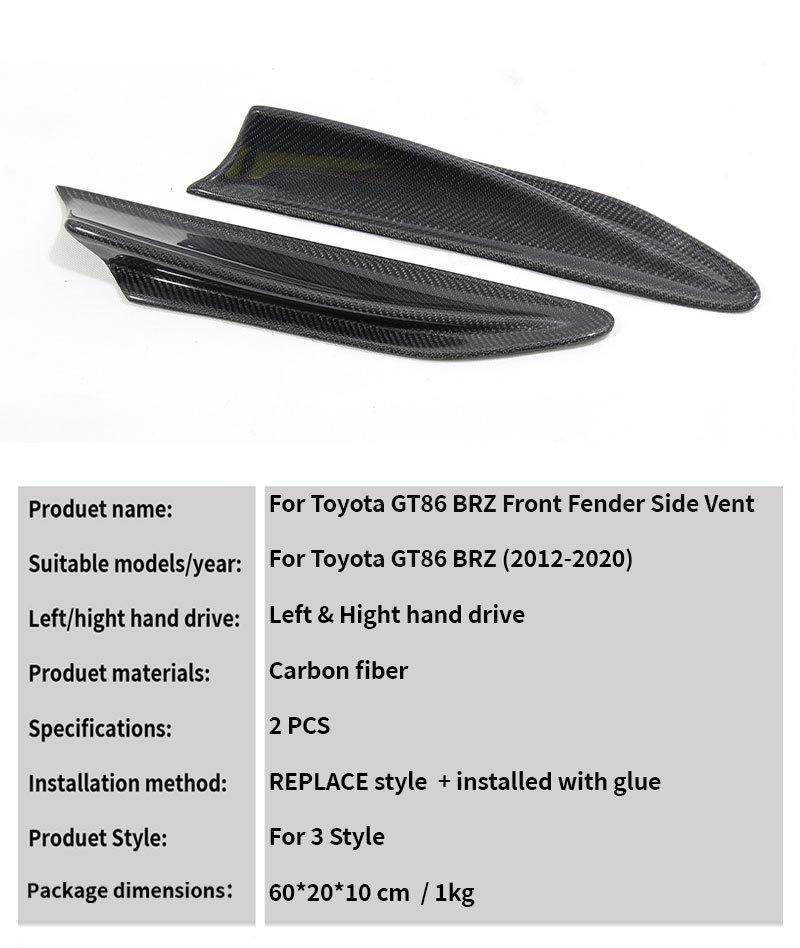 Real Carbon Fiber Side Air Vent Decoration for Toyota GT86/BRZ (2012-2020) - 3 Styles