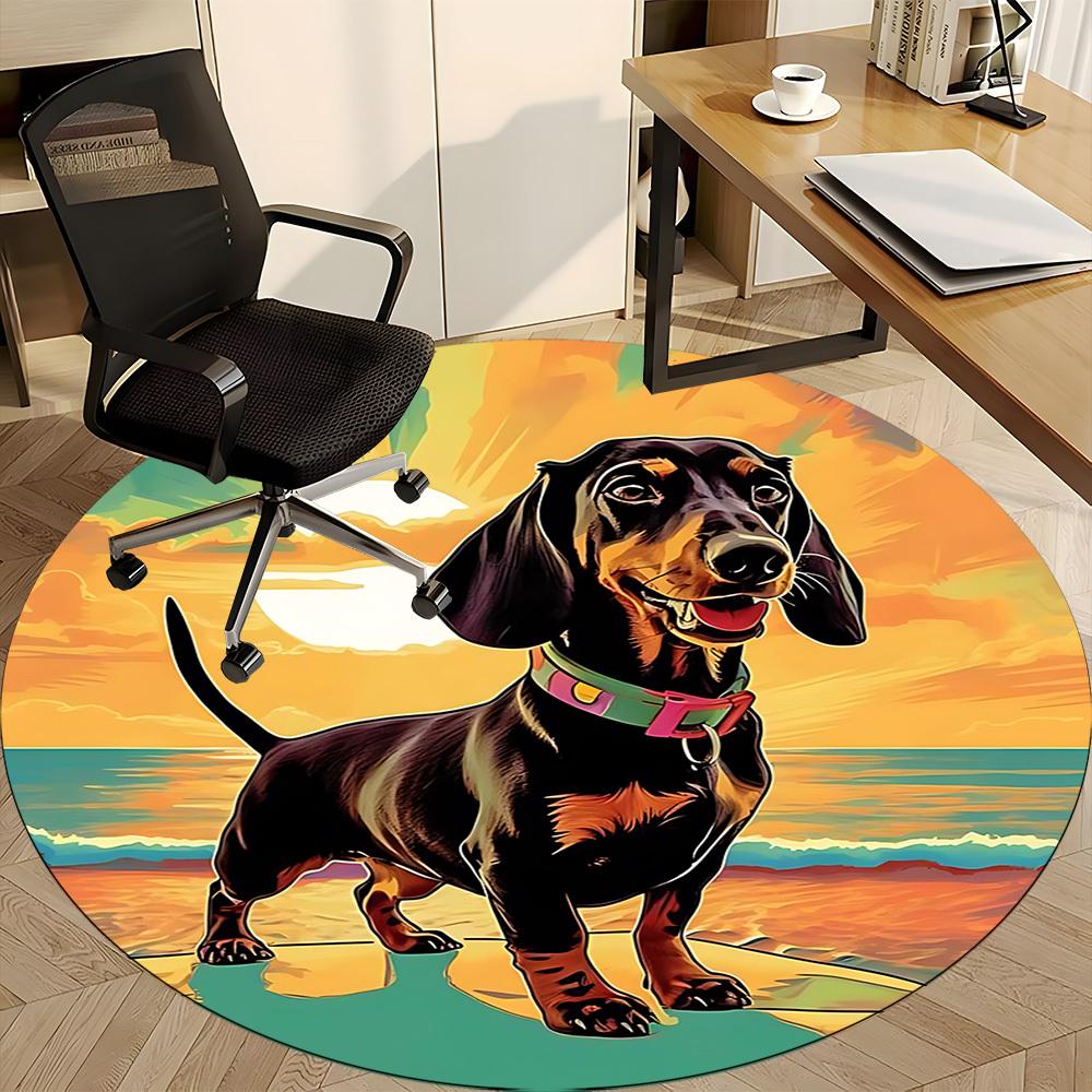 1pc Beach Sunset Dachshund Chair Carpet for Office, Soft Flannel Throw Mat, Perfect for Office, Holiday Party Decoration Choice yy260209070