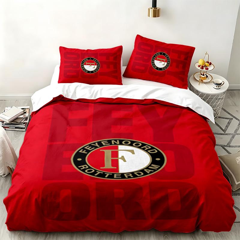 Feyenoord Rotterdam Set de 3 piezas Perfecto para uso en el dormitorio Cómodo juego de cama incluye una funda nórdica y dos fundas de almohada Ideal regalo de cumpleaños o Navidad