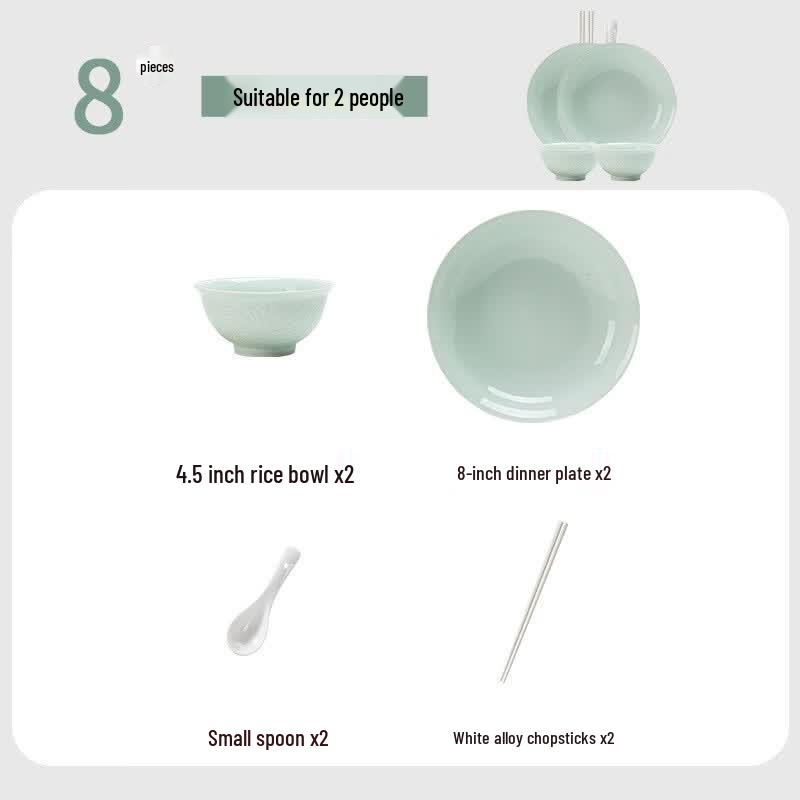 Yipan Chinese Celadon Ceramic Dinnerware Set