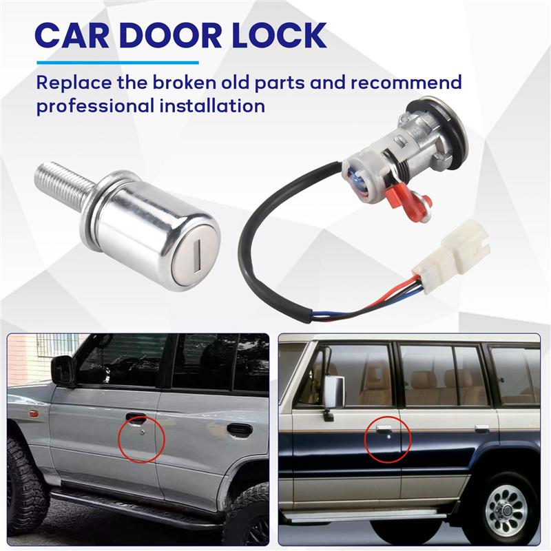 Car Lock Cylinder & Key For Mitsubishi Pajero Shogun Montero MK2 V31 V32 MR259744