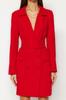 Women's Dress New Season Fashion Red Belted Button Detailed Mini Jacket Woven Dress