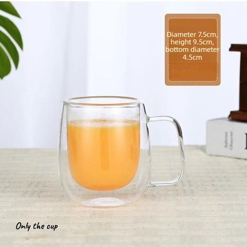 

1pcs Heat-Resistant Double-Wall Glass Mug with Handle Insulated Clear Coffee Cup for Latte Tea & Hot Beverages 301-400ml