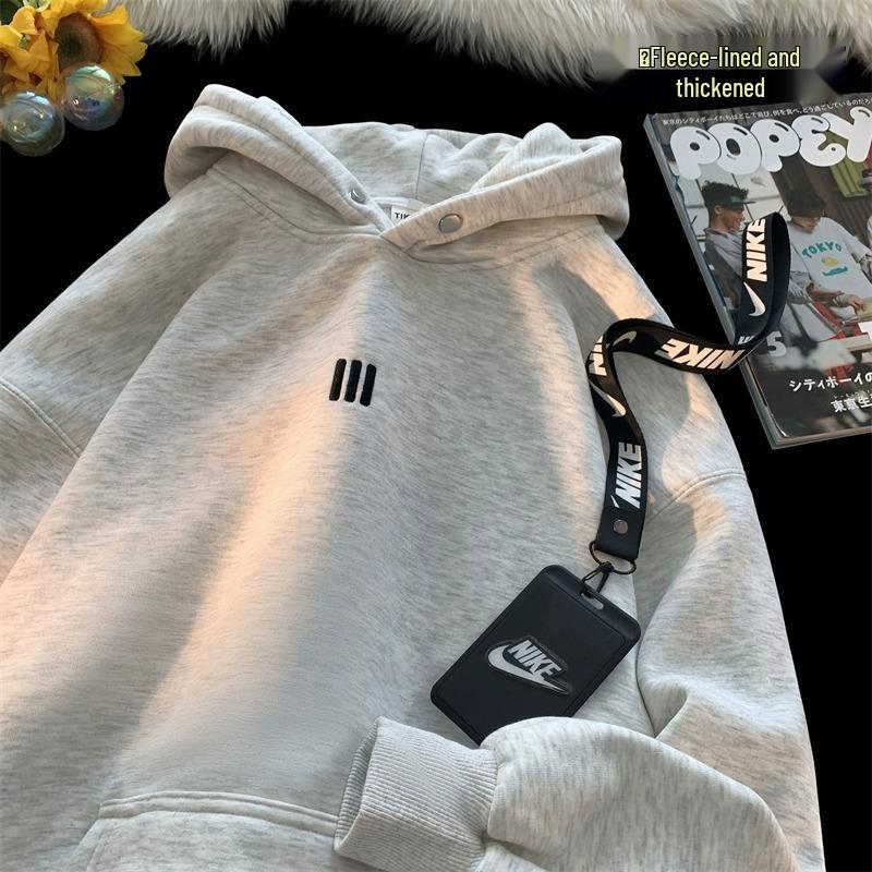 

Men s Gray Embroidered Hoodie: Autumn Loose Fit, Retro Chinese Trend, High Street Vibe, Long Sleeve Sportswear 3XL