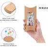 30pcs Kraft Paper Pillow Candy Box with Clear Window for Wedding Favors Baby Shower Birthday Party Supplies Sandy Brown 18.5x7.8x0.8cm