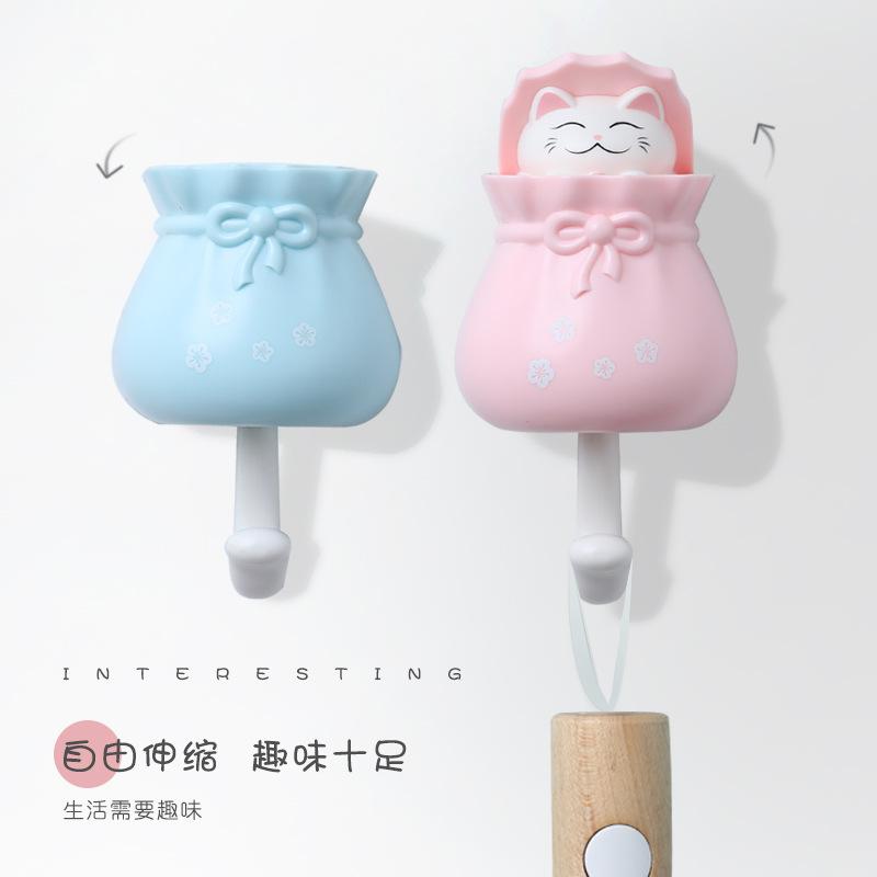 Creative Lucky Bag Háček pro kočky Neděrovací Dekorační háček na klíče Dynamický dekorativní háček na oblečení a klobouky Nástěnné háčky