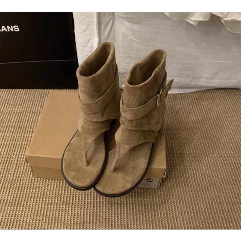 Fashion 2025Spring Clip Toe Flats Sandals Summer Fashion Trend Trouser Legs Boots Casual Dress Street Style Shoes