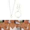 Geometric Flower Shape Jewelry Set With Pearl Pendant For Women Fashion Accessories