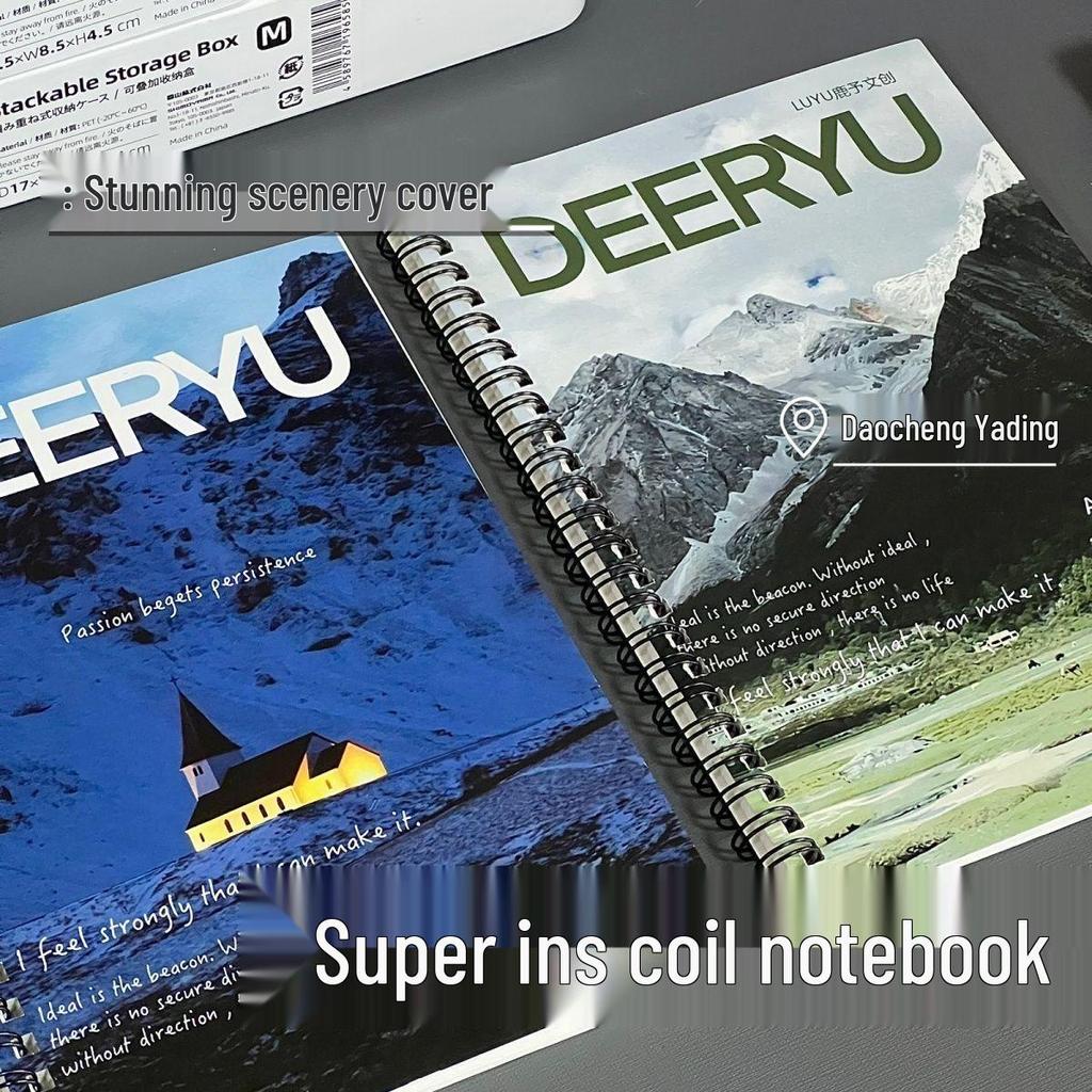 Japanese Landscape Coil Notebook: Durable, Hand-Friendly, High-Value Horizontal Line for Study and Note-Taking