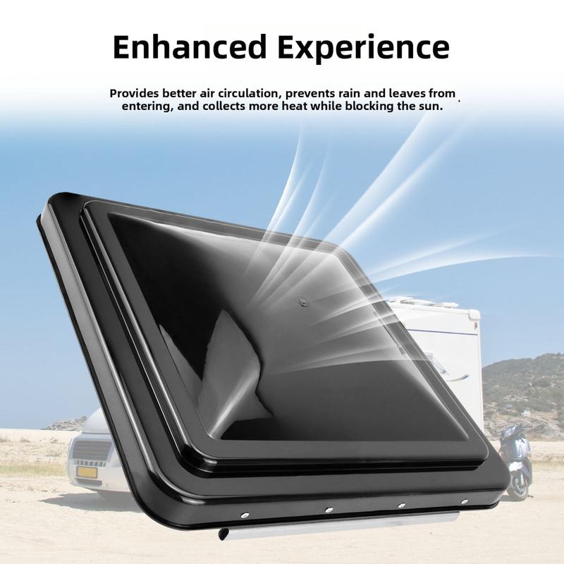 14 Inch RV Roof Vent Cover Replacement Lid for Camper Trailer For Motorhome with Weatherproof PP Material Black