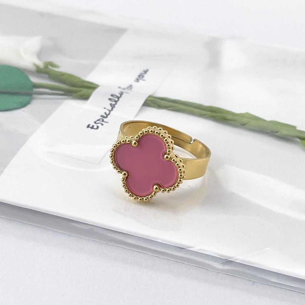 New 15mm Large Fashion Clover Ring Adjustable Opening Ring Simple Personalized Ring