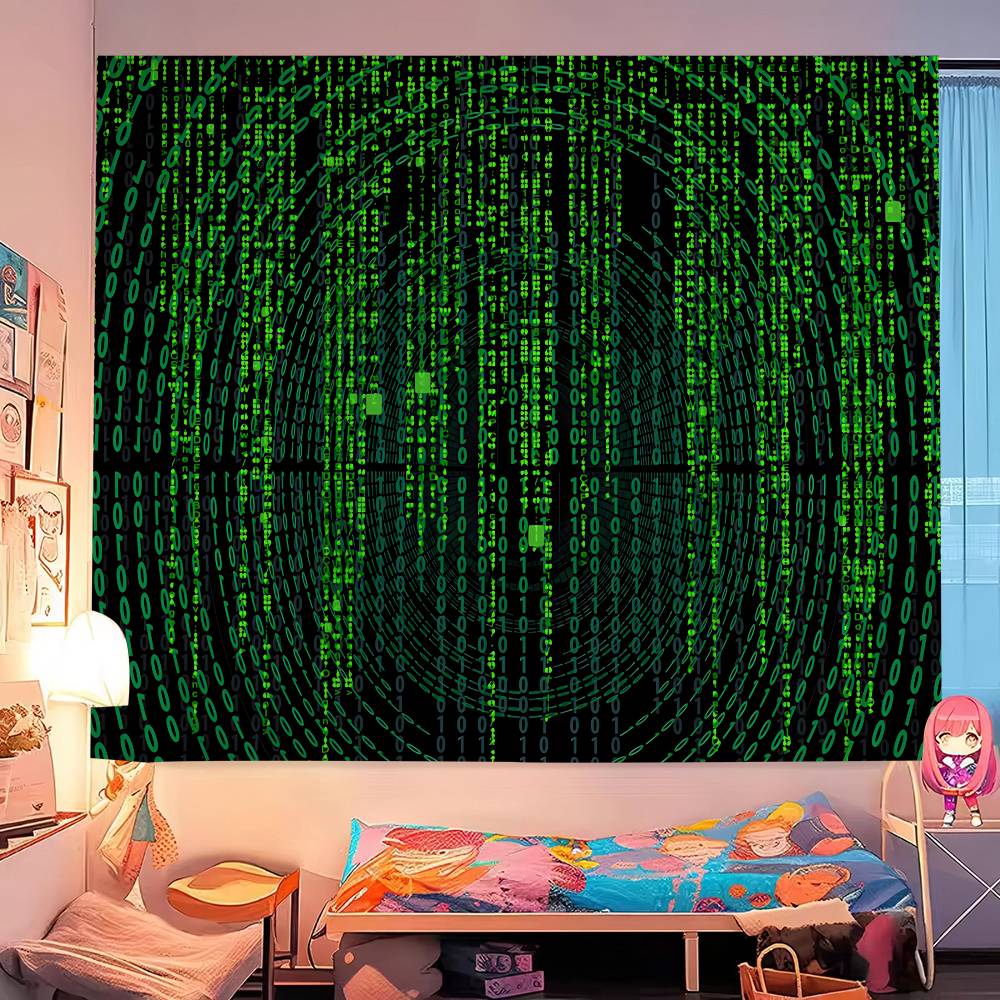Binary Code The Matrix Program Chart Printed Large Wall Tapestry Indian Buddha Wall Decoration Witchcraft Bohemian Hippie Wall