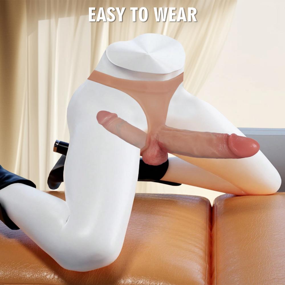 Strapless Strap-On Harness Dildo for Lesbian Couples, Double Penetration, Realistic Silicone, Adjustable BDSM Underwear for Role Play