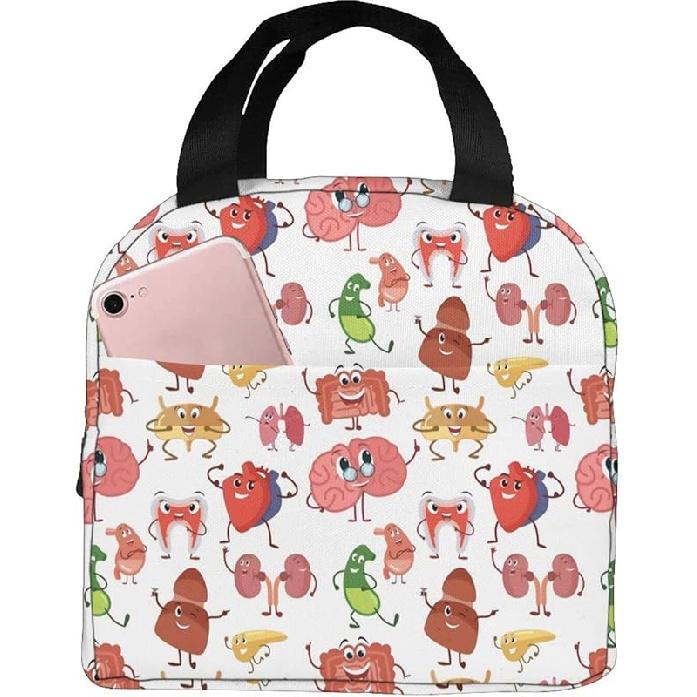 Nurse Theme Lunch Bag for Women Insulated Tote Bag Reusable Cooler Lunch Box for Work Picnic Travel, One Size