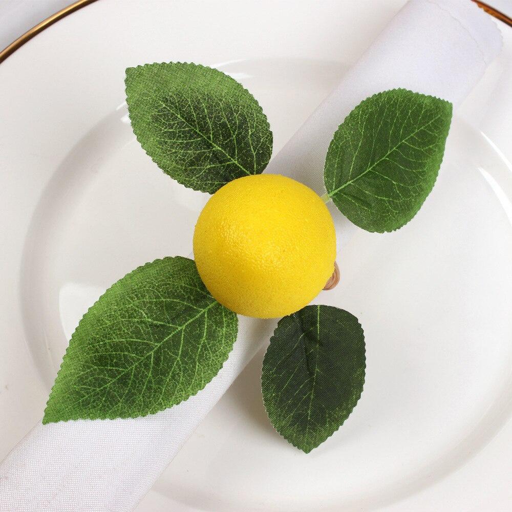 New Simulation Lemon Plant Napkin Ring 1Pcs Fruit Meal Buckle Restaurant Hotel Model Room Napkin Ring Party Supplies