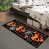 Halloween Läufer Teppich Abstrakt Kürbis Totenkopf Teppich Küche Rutschfest Spinnennetz Gedruckte Teppiche für Wohnzimmer Heimdeko