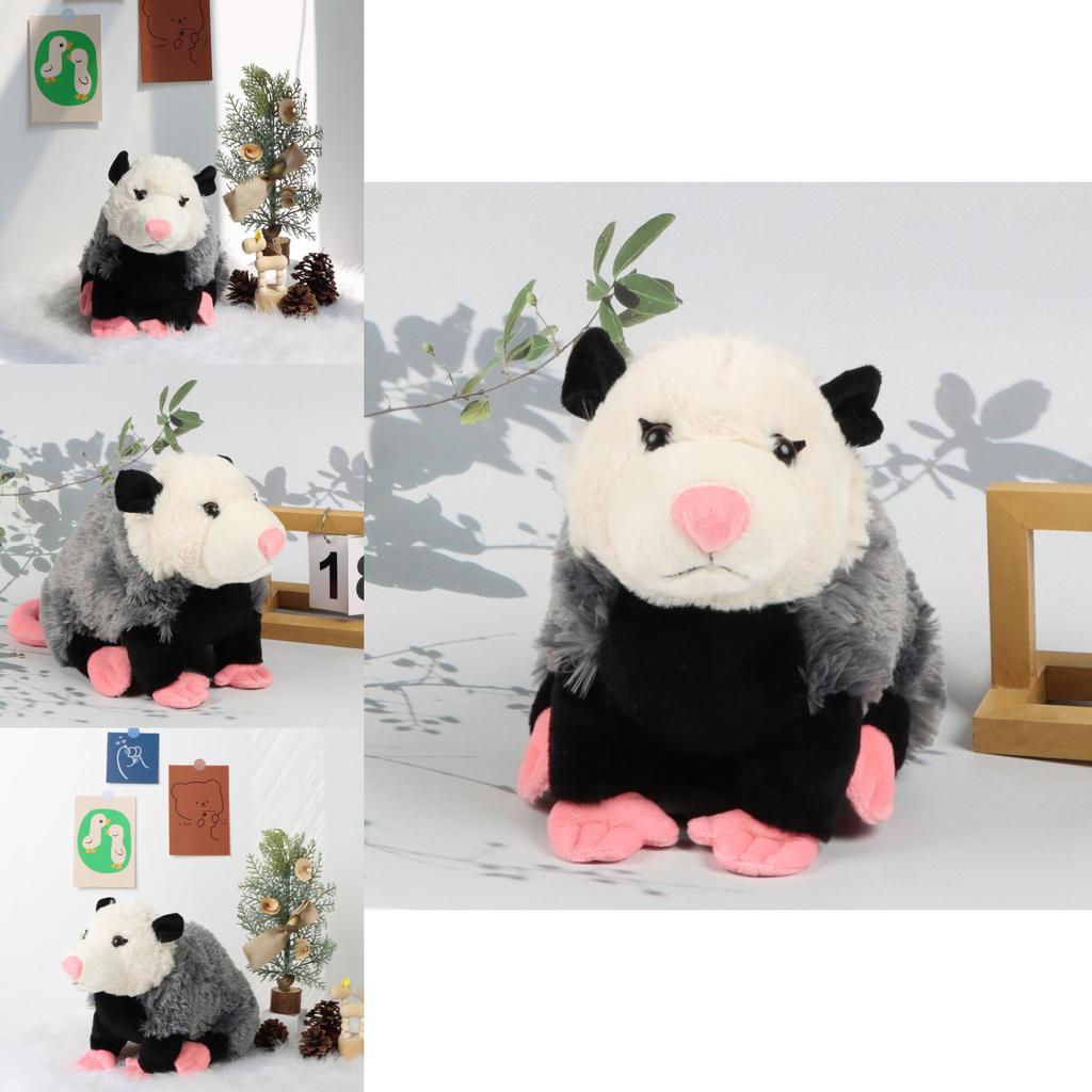 Cute Opossum Plush Toy Realistic Grey Stuffed Animal Decorative Sofa Accent