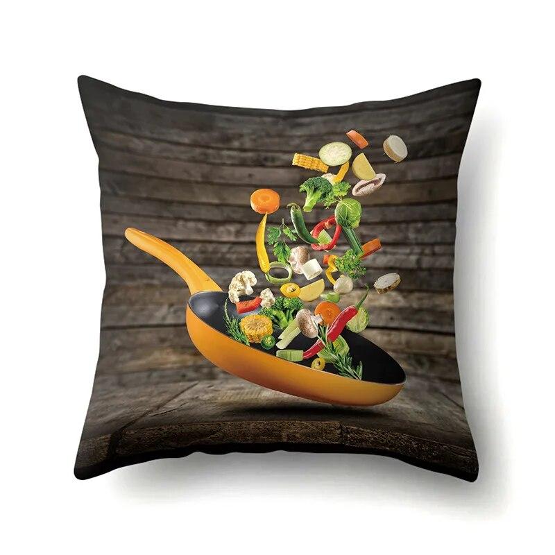 Cooking Food Pillowcase Cartoon Pattern  Lumbar Pillow Sofa   Cushion