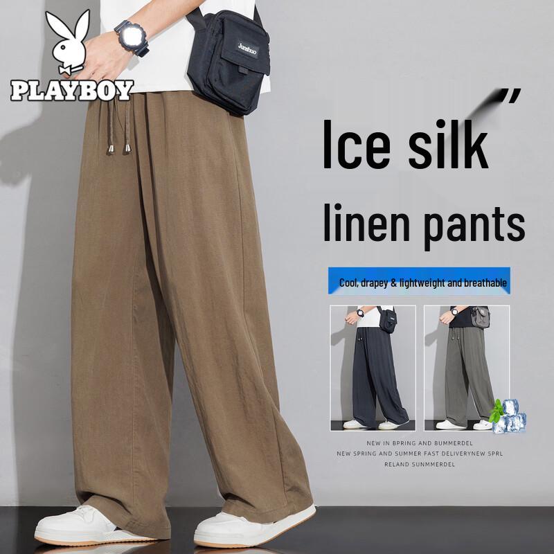 Playboy Men s Linen Blend Casual Long Pants 2XL