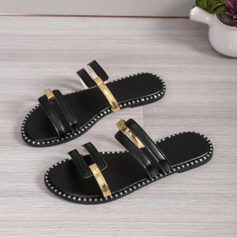 Fashion Slip on Anti-slip Peep Toe Ladies Casual Slides Lightweight Beach Slippers Comfortable Flat Shoes Zapatos De Mujer Slides Women