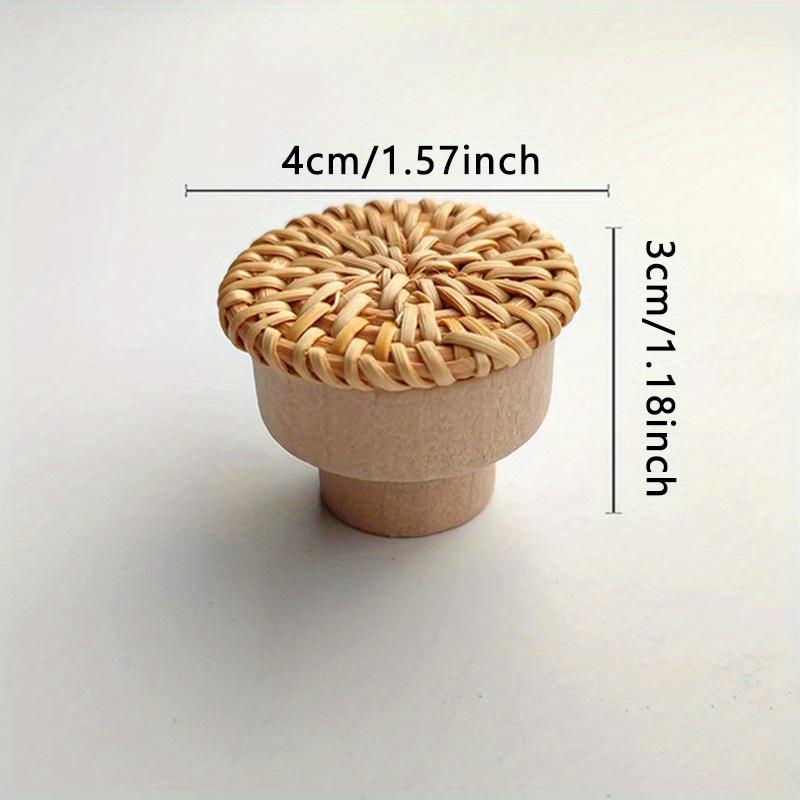1 Stück Rattan geflochtener runder Griffknopf, Holzgriff, für Küche Wohnzimmer Schlafzimmer Schrank Schrank