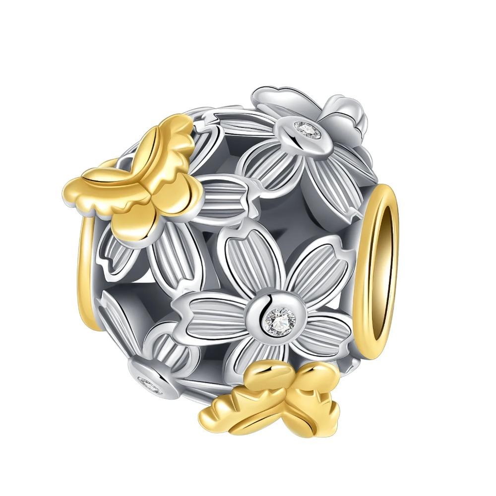 925 Silver Golden Charm Crown Family Tree Safety Chain Hollow Beads for Women DIY Bracelets Jewelry