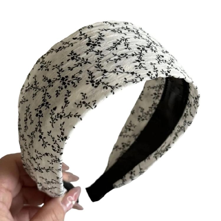 

Fashionable Floral Pattern Wide Hairband Nonslip Cloth Hair Accessory Elegant For Girls Women Party or Everyday Use белый
