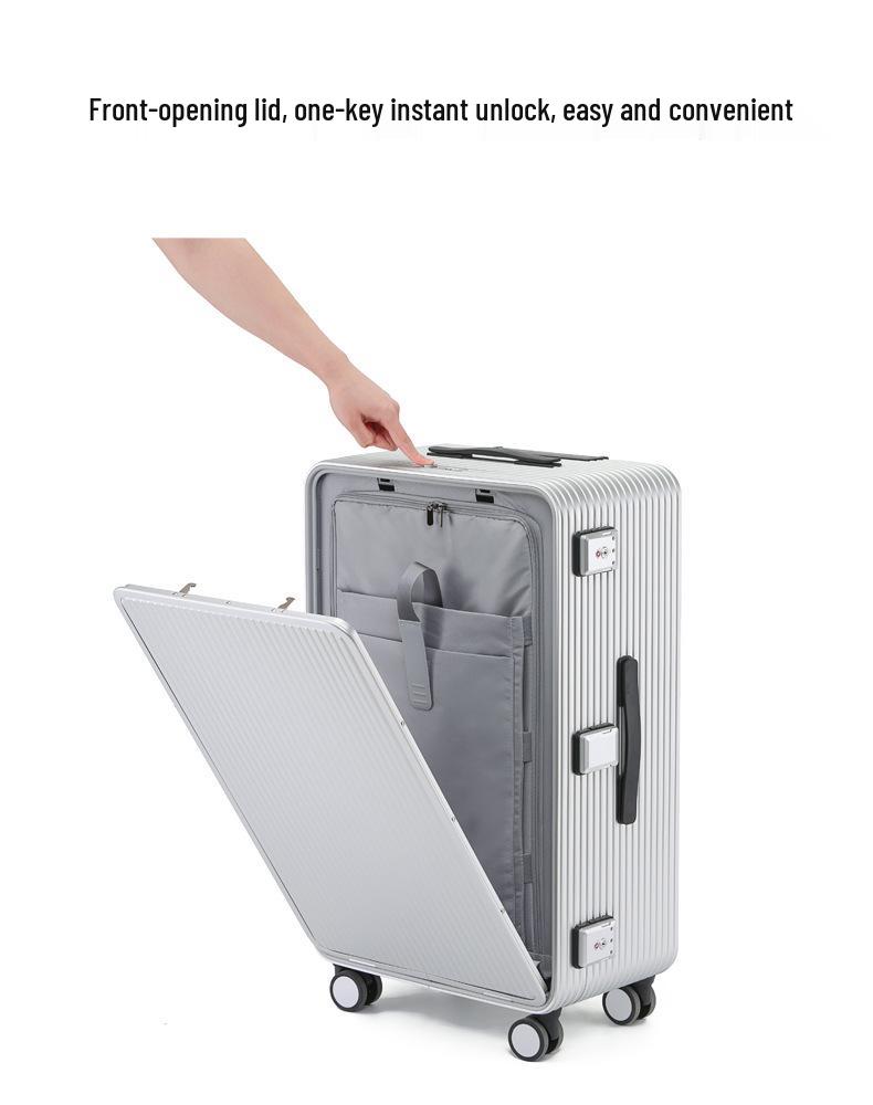 Super Thick Aluminum-Alloy Suitcase, 20-Inch Side-Opening, 24-Inch Front-Opening, 26-Inch Trolley Case for Men and Women