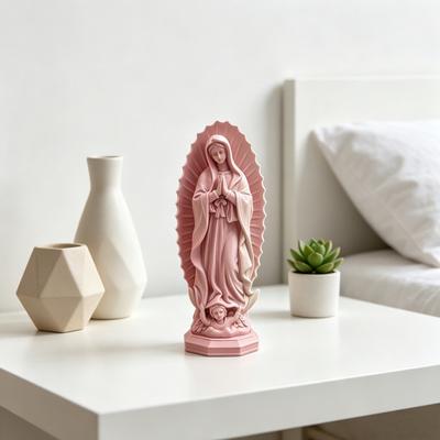 Estatua de la Virgen María, Escultura Religiosa de Resina, Figura de la Santa Madre Bendita para Decoración de Escritorio en el Hogar Católico