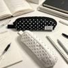 Cute Polka Dot Quilted Pencil Case Large Capacity Portable Strap For School Office Students Use