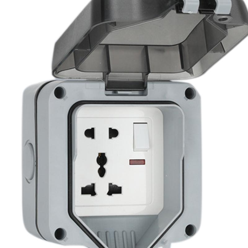 Outdoor Waterproof Socket IP66 Corrosion Resistance Anti Splashing Wall Mounted Patio Outlet for