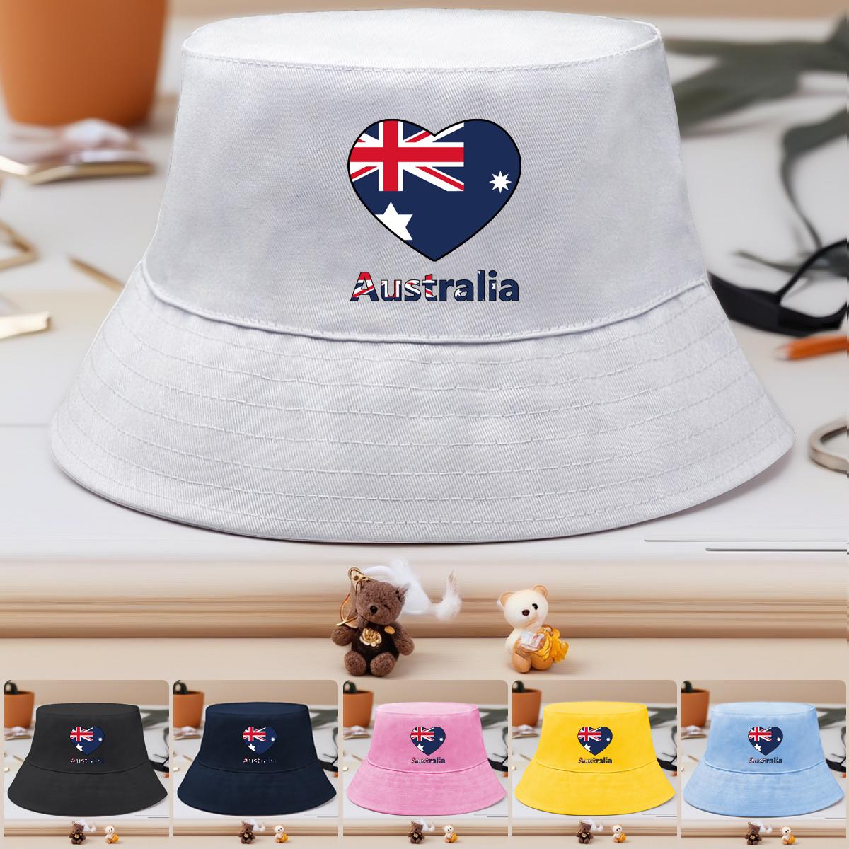 

Bucket Hat With Heart Australian Flag Print , Commonwealth Blue Ensign Sun Cap Fashion Spring Trendy Beach Hat as the picture жовтий
