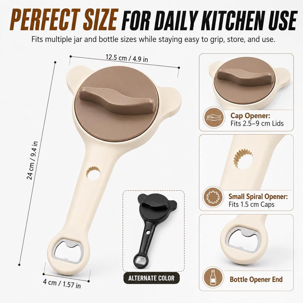 4 In 1 Multifunctional Bottle Opener Adjustable 3 Claw Jar Lid Opener Anti Slip Can Lid Opener Gripper Kitchen Gadgets 6