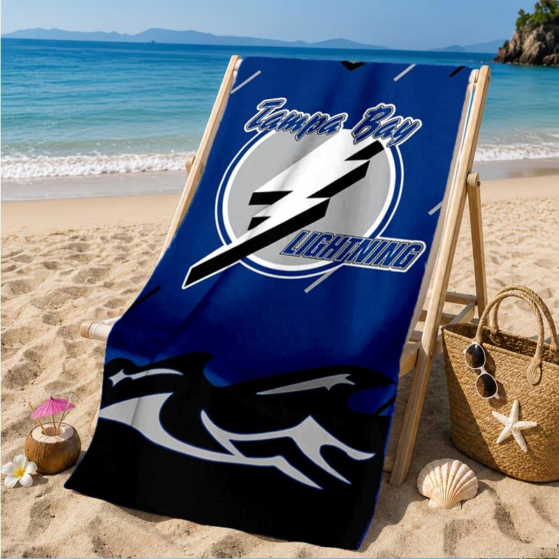 Bay Lightning Hockey Beach Towel, Super Soft Microfiber, Perfect Gift for Her/Him, Birthday, for Pool, Beach, Travel, Decor Beach Party