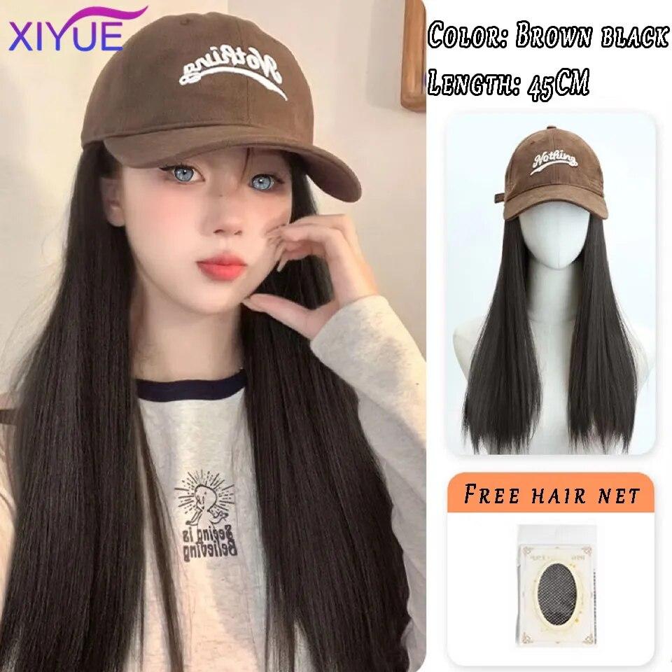 Kapelusz peruka kobiece długie włosy jednoczęściowy kobiecy fason leniwe lekko kręcone włosy czapka z daszkiem peruka pełne nakrycie głowy